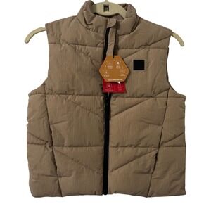 rokka&rolla Kids Puffer Vest S 6-7 Tan Quilted Zip Up Gorpcore Earthy NWT